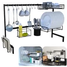 Cozinha Suspensa 83 CM Preta Autosustentável Modular De Bancada Escorredor de Pia 20 Peças Aço 20kg Dicarlo