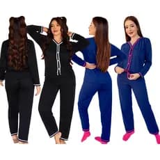 Conjunto Pijama De Frio Aberto Americano Manga Longa/ Pijama Feminino Aberto Botões Frontais