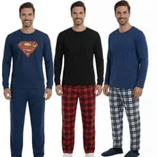 Pijama Masculino Longo  Básico Xadrez Outono Inverno a Manga Manga Longa/ Pijama Masculino Estampado