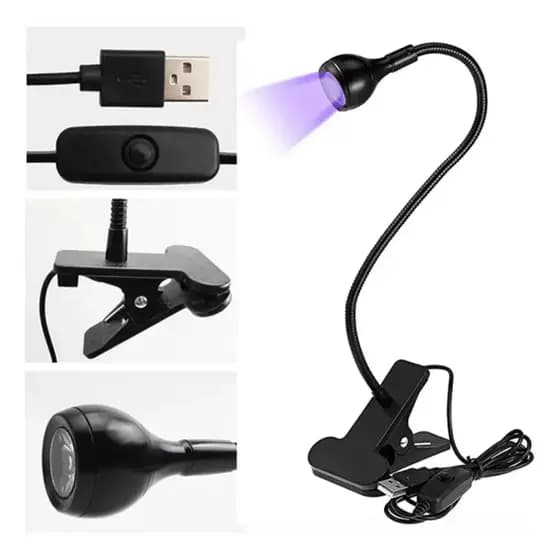 Luminária Led Uv Clip De Mesa Secar Unha Gel Preto ou Rosa