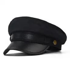 Chapéu De Couro Unisex PU Marinheiro De Outono Para Viagem Estudante Capitão
