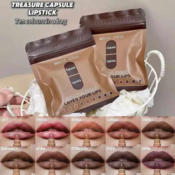 Magic Casa 10 Cores Cápsula De Chocolate Marrom Batom Não Copo Vara Fosco Mini Conjunto D2w7