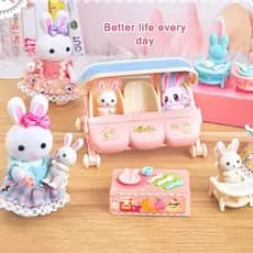 Conjunto De Casa De Bonecas De Coelho Com Mini Quarto E Carrinho , Brinquedo De Dramatização Realista Para Meninas , Seg