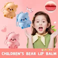 Pequeno Urso Bálsamo Labial Hidratante Brilho Portátil Anti Crack Com Chaveiro Batom Para Crianças T4a1