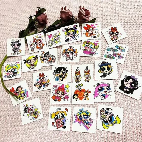 2025 Meninas Superpoderosas Tatuagem Adesivos Bonito Dos Desenhos Animados Design Tatuagens Adesivo À Prova Dwaterproof