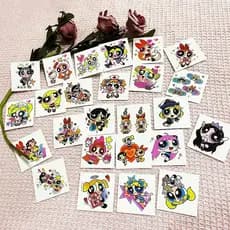 2025 Meninas Superpoderosas Tatuagem Adesivos Bonito Dos Desenhos Animados Design Tatuagens Adesivo À Prova Dwaterproof