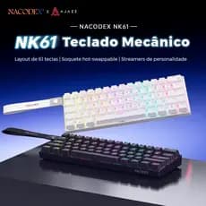 Teclado Mecânico Gamer Ajazz Nacodex NK61 RGB 60% 61 Teclas Hot-Swappable Red Switches