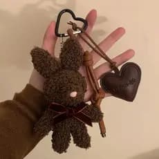 Pequeno Coelhinho Branco Preto Amor Miu Série Saco Pingente Corda Tecida À Mão Super Agradável Chaveiro Menina