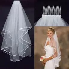 Linda Moda Senhora 1.5M Casamento Véu De Noiva Mantilla Branco