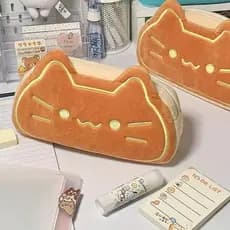 Bonito Caramelo Gato Caneta Saco De Pelúcia Grande Capacidade Estudante Lápis Caso Multi-Função Engraçado Papelaria Arma