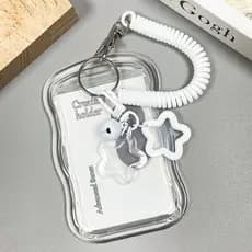 Suporte De Cartão Fotográfico Kpop De Silicone Macio Com Chaveiro Estrela Capa Deslizante Cartões De Identificação Prote