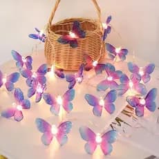 Luzes De Corda De Borboleta Amarela Roxa 10LED Alimentadas Por Bateria Adequadas Para Decoração De Festa De Aniversário
