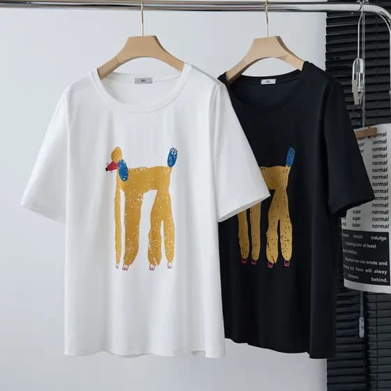 3XL-7XL Variedades Opções Tops femininos de manga curta de tamanho grande Tops estampados Camisetas de manga curta Gola
