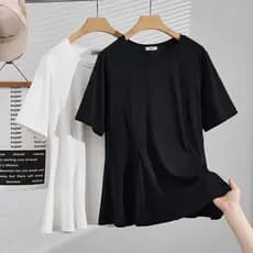 Tamanho grande mais roupas femininas gordas 100kg verão solto tamanho grande capa gordura mais magro olhar topo cor lisa