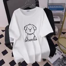 Camiseta de algodão de porcelana de gelo estampada com variedade de tamanho médio grande - adequada para 2XL-7XL Roupas