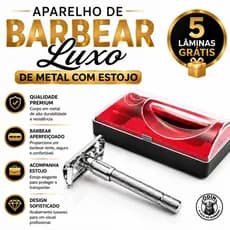 Aparelho De Barbear Luxo De Metal Com Estojo APARELHO DE BARBEAR DE METAL LUXO COM ESTOJO