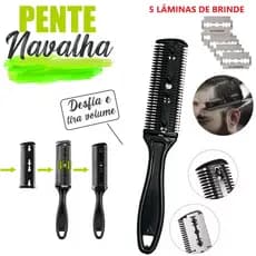 Pente para Desfia Apara Desfia e Tira Volume Pente com Navalha Para Barbeiros e Cabeleireiros