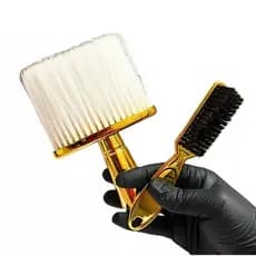 Kit Dourado Pente e Escovinha de Disfarce Dourado Espanador + Escovinha de Disfarce Dourada
