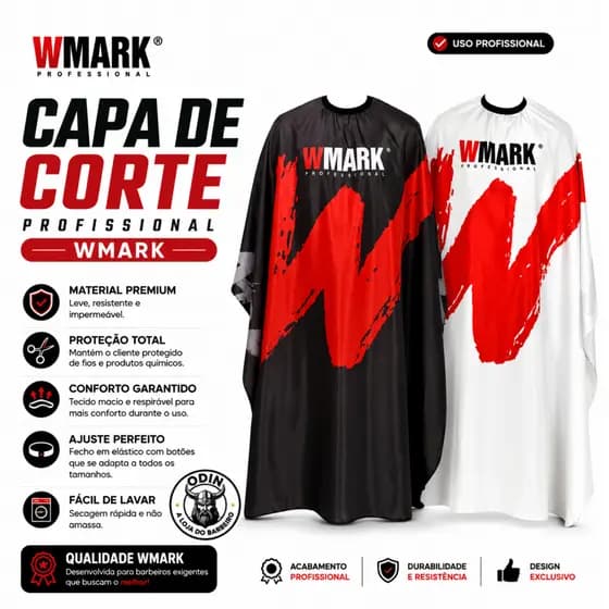 Capa Wmark De Cortar Cabelo Para Barbeiro Fecho Americano Capa De Corte Para Barbeiro Capa de Salão