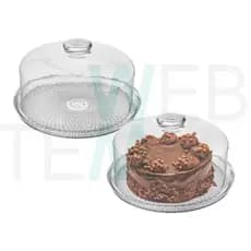 Kit 2 Boleiras de Vidro com Tampa Vitazza Prato 28cm para Bolo, Doces, Sobremesas
