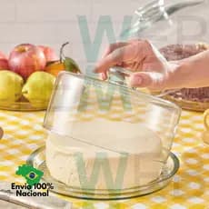 Queijeira de Vidro Vitazza Porta Queijo para Organização e Decoração Cozinha, Geladeira, Casa