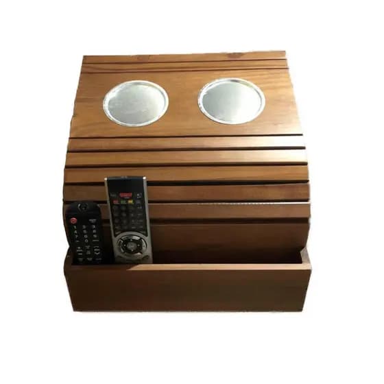Kit 02 un Bandeja Esteira Porta Copo Em Alumínio Controle Madeira Sofá Favorito