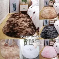 Tapetes Oval 2m Por 80cm Passadeira Felpudo Peludo Antialérgico Antiderrapante
