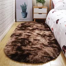 Tapete oval 2m x 80cm passadeira larga  felpudo peludo antialérgico antiderrapante marrom mesclado