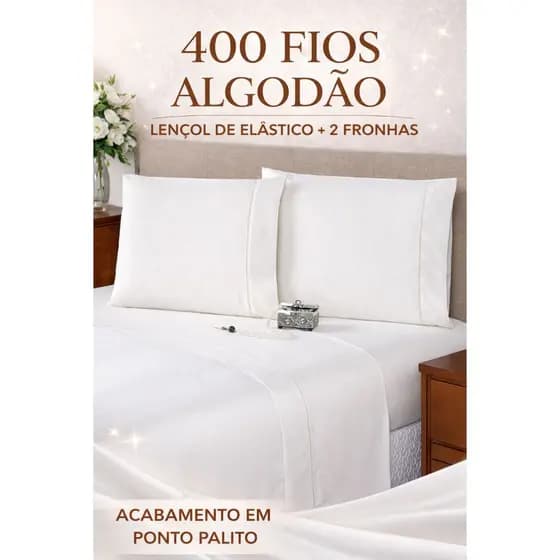 Jogo de Cama King 3 Peças com Elástico 40cm Lençol King + 2 Fronhas Macio