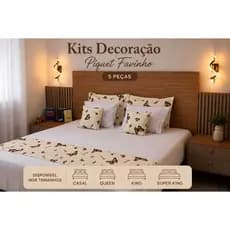 Kit Cama Posta Piquet Favinho 5 Peças Premium Luxo Casal Queen King Super King Decorativo
