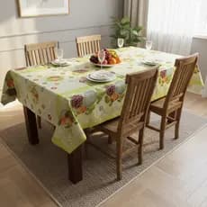 Toalha de Mesa Térmica Impermeavel Mesa de Jantar Decoração Cor Verde Estampa de Frutas Rendada