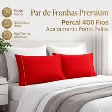 Par de Fronhas Percal 400 Fios 70x50 Ponto Palito Luxo Toque Macio Premium
