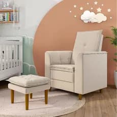 Poltrona Decorativa Amamentação Reforçada Puff Mavie Veludo