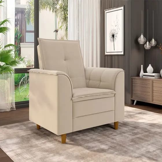 Poltrona Para Sala Confortável Decorativa Isa Veludo