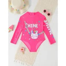 RWX VEST Maiô Infantil com Estampa de Unicórnio e Manga Longa 2025 b3619