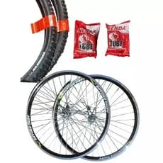 1 Par de Roda Aro 26x1.9 + 2 Pneu Excess + 2 Camara 26 Kenda para Bicicleta MTB Bike