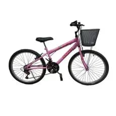 Bicicleta Infantil Feminina Rosa Aro 24  Com Marcha 18 Velocidades Modelo Freio V-Brake