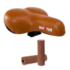Selim Banco 2 Molas Marrom Inviktus Couro Com Manoplas Punho Gta Marrom Bike