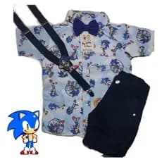 Conjunto Sonic Temático Luxo Festa Aniversário Fantasia