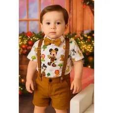 Conjunto Temático Mickey Safari Branca Super Luxo