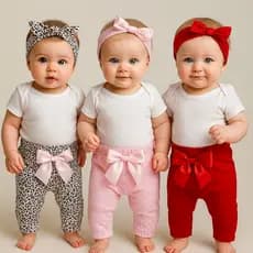 Kit 3 Calças Bebê Menina Roupinha Moda Infantil Crianças P M G blogueirinha luxo Calças Estampadas