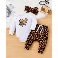 conjunto bebe menina oncinha inverno frio roupa roupinha P M G Mini diva estampado com faixa  cabelo