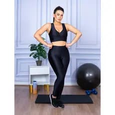 Conjunto Feminino Fitness 3d Calça Legging  Cós Reto e Top Nadador 3D