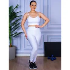 Conjunto Top Alça E Calça Legging Roupa De Academia Feminina