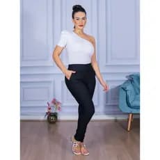 Calça Feminina Social Confortável com Zíper na Lateral Estica e Modela no Corpo