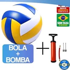 Bola de Volei + Bomba de Encher Ar Quadra Praia Areia Voleibol 22cm Profissional Costurada