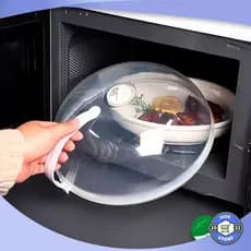 Tampa De Microondas Para Alimentos Com Válvula e Alça De Plastico Diâmetro 9x25,5cm Envio Imediato