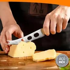Faca Para Queijo Cortador De Manteiga Fatiador Micro Serrilhado Em Aço Inox