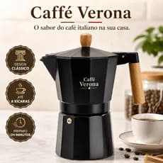 Cafeteira Italiana Caffé Verona 300ml 6 Xícaras Alumínio Cafeteira Moka Café Expresso Tradicional