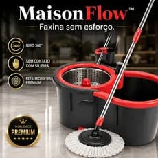 Mop Giratório 360° Com Balde Centrífuga Esfregão Profissional Cabo Regulável Refil Microfibra MaisonFlow™